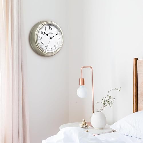 Miniatura 5 de Presentime & Co Chic Home Collection - Reloj Molly de 10 pulgadas, silencioso, sin ticks, color plateado. Reloj de pared decorativo moderno para