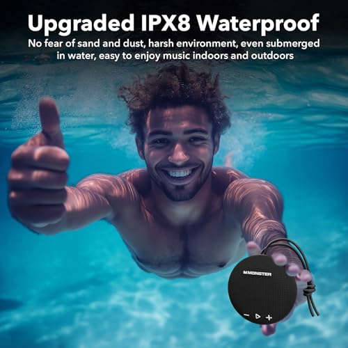Monster Bluetooth Speaker, IPX8 Shower Speaker Waterproof, Bluetooth 5.4 with Loud HD Sound and Robust Bass, Extra Long Playtime Punchy, for Home, Beaches Portable Wireless Outdoor Speakers - Image 3