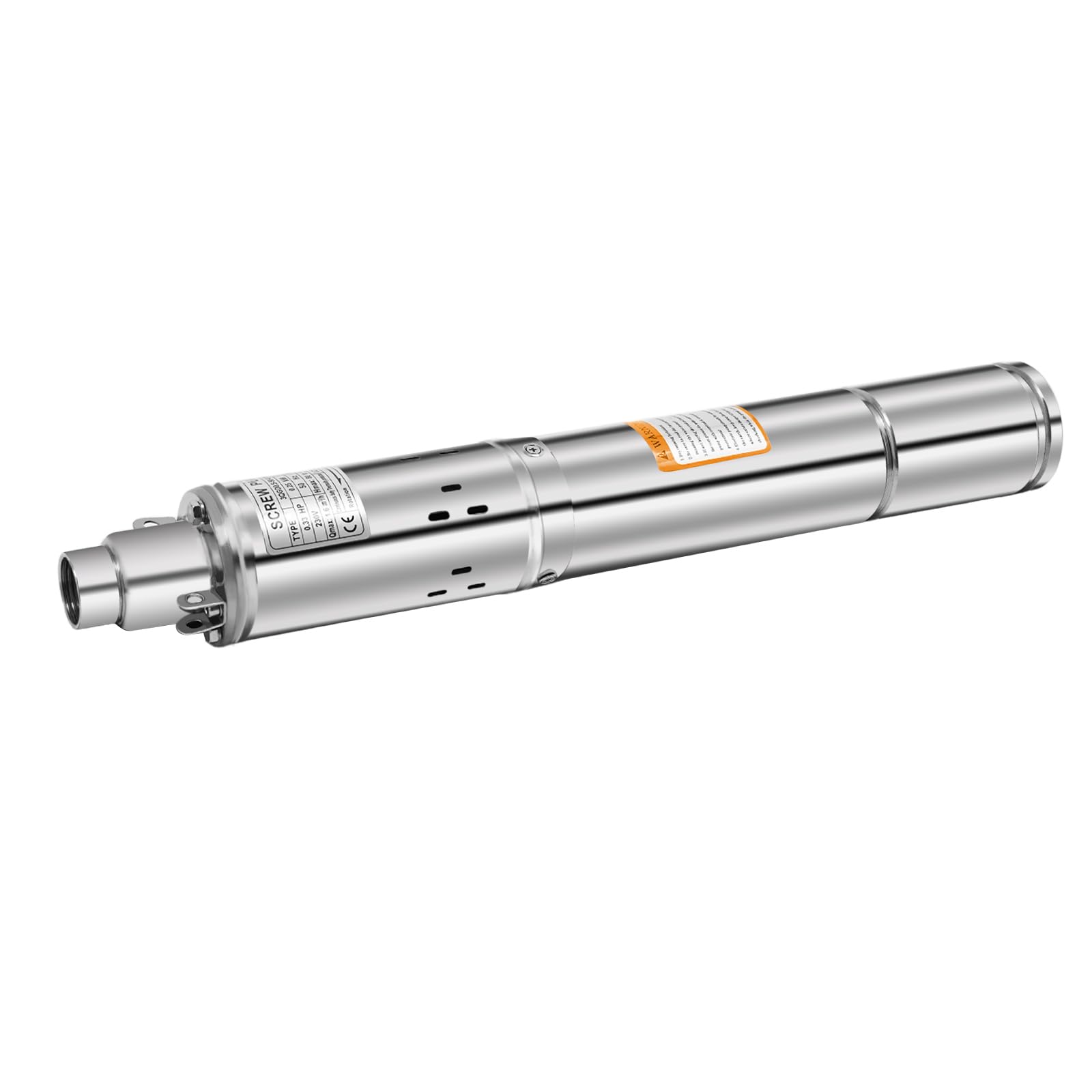 Pompe à Eau, 250W Pompe Immergée, 230V Pomp a Eau, Débit Max 1600L/H, Hauteur Manométrique 80m, Acier Inoxydable 304, IP68, pour Puits Profonds, Irrigation Agricole, Usage Domestique (Argent)