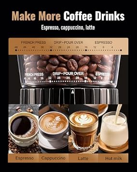 SHARDOR Espresso Machine with Grinder Bundle Separate Conical Burr Coffee Grinder with 48 Adjustable Grind Settings, 20-Bar Espresso Machine with Steam Wand for Home Barista