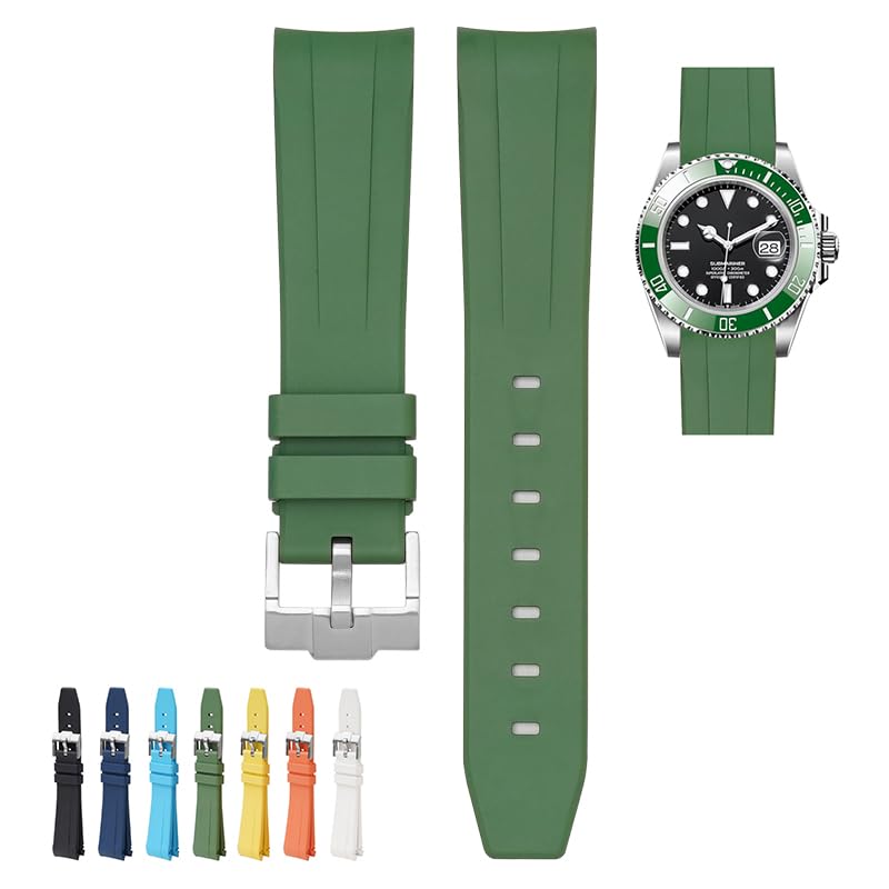 Bracelet caoutchouc FKM 20 mm pour montres Rolex haute résistance incurvée