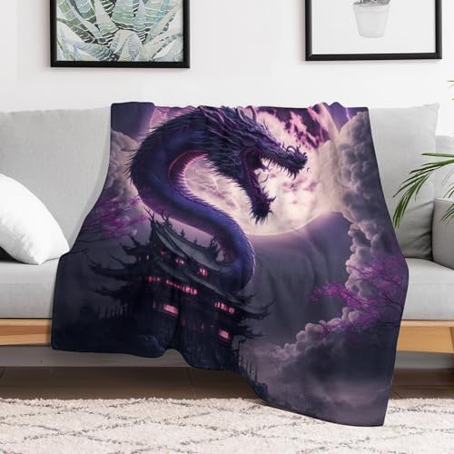 Plaid couverture dragon flanelle super douce chaud grand format toutes saisons