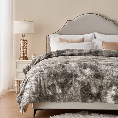 Krifey Oversized Minky Blanket, Super Soft Fluffy Luxury Throw Blanket Comfy Faux Fur Bed Throw Marbled Gray 60" X 80" #TOP1