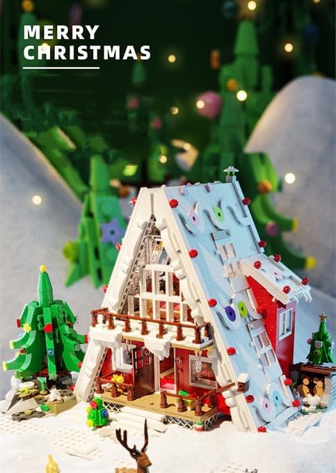 Christmas Gingerbread House Micro Building Blocks Set Christmas Art Chalet Mini Building Set with LED Light 2159PCS
