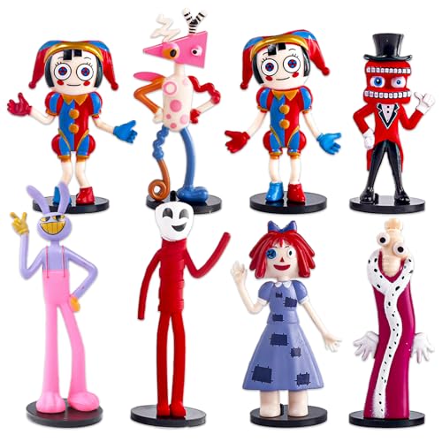 Conjunto figuras circo digital, 8 peças mini figuras decoração bolo, decoração de bolos de circo, para Mardi Gras carnaval festa infantil decoração bolo
