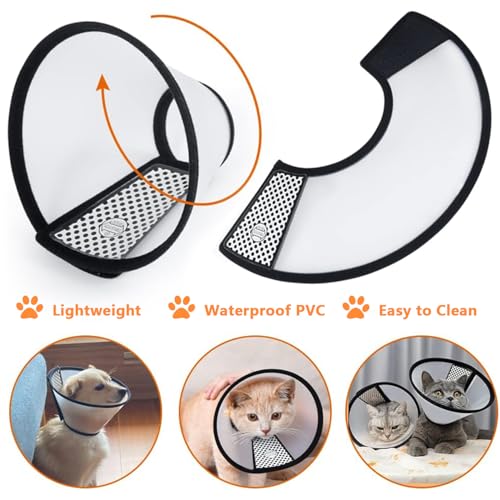 Dog Cone Recovery Collar Adjustable Pet Cone Collar Cat Comfy Soft Cone Collar for Protective Dogs and Cats After Surgery Anti-Bite Lick Wound Healing (Neck:26-33cm) - Image 5