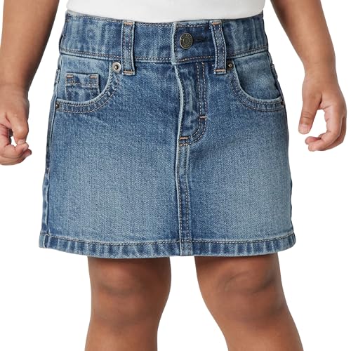 Amazon Essentials Falda pantalón de mezclilla elástica de ajuste regular para niñas y niñas pequeñas Niña, Lavado Medio Clásico, 6-7 años
