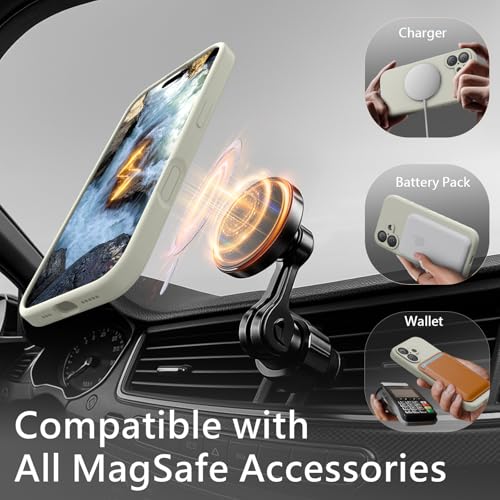 Image of FireNova Magnetic for iPhone 17 Case, Compatible with MagSafe, [Integrated Silicone Camera Control Button] [Camera Protection] Anti-Scratch Microfiber Lining Phone Case, 6.3 inch, Stone