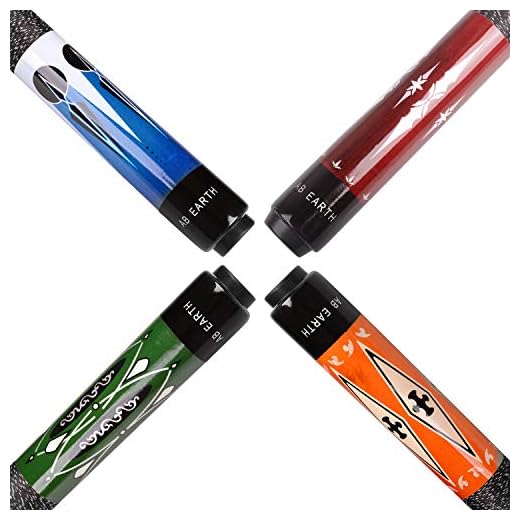 AB Earth Set of 4 Screw-on Tip Pool Cues 2-Piece 58 Inches Billiard House Bar Pool Sticks, C20C21C22C23
