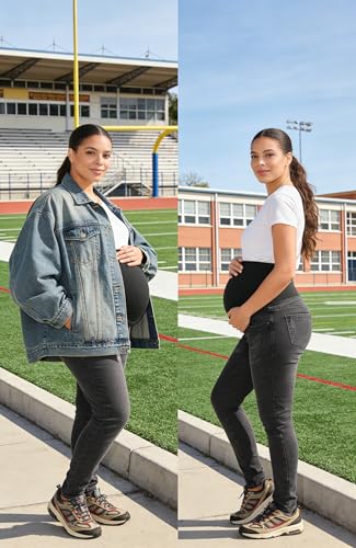 Image of PACBREEZE Women's Maternity Jeans Over Belly Skinny Stretchy Denim Pants Comfy Slim Pregnancy Pants