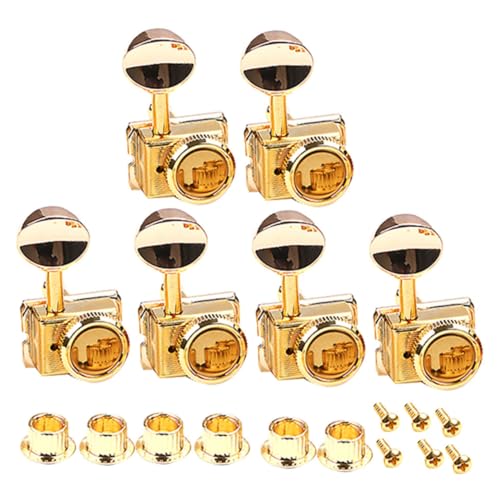 Toddmomy 6 Pack Gold Tone Guitar Tuning Pegs Locking Mechanism Accurate Tuning for Electric Acoustic Guitars