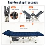 ARAER Camping Cot for Adults, 28in Wide with Mattress (Navy Blue) - Image 6