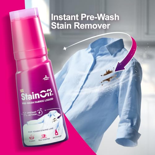 Image of StainOff Fabric Stain Remover Liquid - 250ml, Pack of 1 | Powerful Spot Cleaner for Clothes, Upholstery & Linen | Safe on All Fabrics | Quick Action Formula | Travel-Friendly Bottle