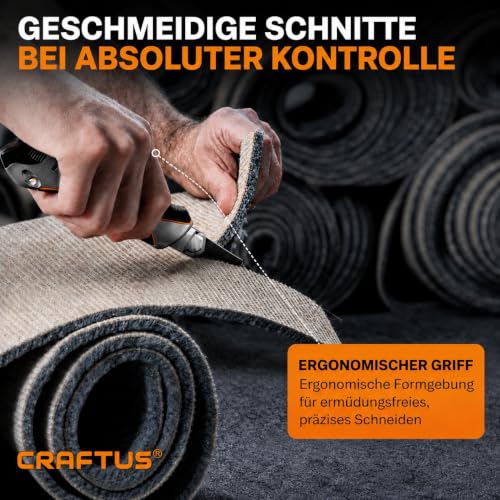 CRAFTUS 3x Cuttermesser Profi aus Aluminium inkl. 13x Carbonstahl Klingen – Ansicht 5