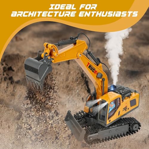 Image of inchRC Excavator Toy 13-Channel 1 /18 Construction Truck with Metal Shovel, 2.4GHz Remote Control Vehicle for Boys & Adults (Multicolor)