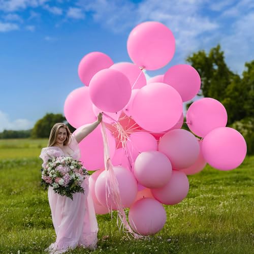 Image of Pink Balloons Light Pink Birthday Decorations 30 Pack 18 inch Round Gender Reveal Ballons for Birthday Wedding Anniversary Baby Shower Gender Reveal Party Decoration