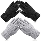 Trifabricy Womens Winter Gloves - Warm Soft Touchscreen Winter Gloves for Women, Elastic Cuff Knit Texting Glove for cold weather, 2 Pairs