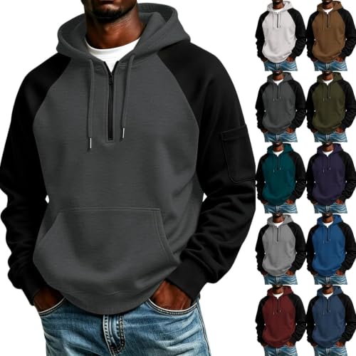Quarter Zip Hoodie Men Casaul Long Sleeve Drawstring Pullover Tops - image 1