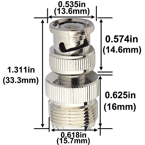 Adaptador coaxial BNC UHF macho a hembra 2 piezas miniatura 4