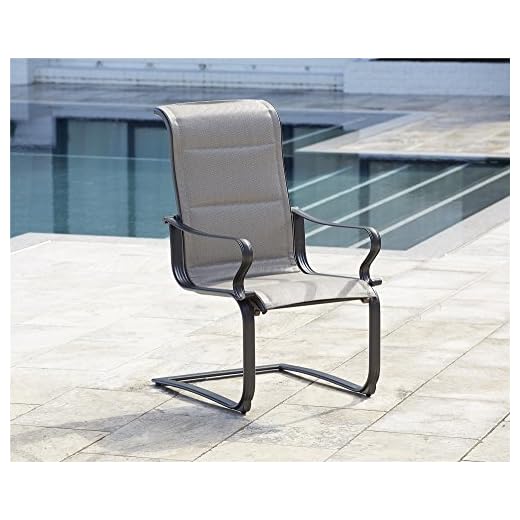 Cosco Outdoor Dining Chairs, SmartConnect, 2-Pack, Charcoal Gray with Light Gray Cushions