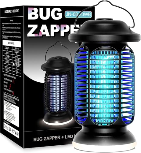 Regevo Lampe Anti Moustique, 4000V Tue Mouche Eléctrique avec lumière LED, 20W Appareil Anti Moustique UV, IPX4 étanche, Piège à Moustique Insectes...