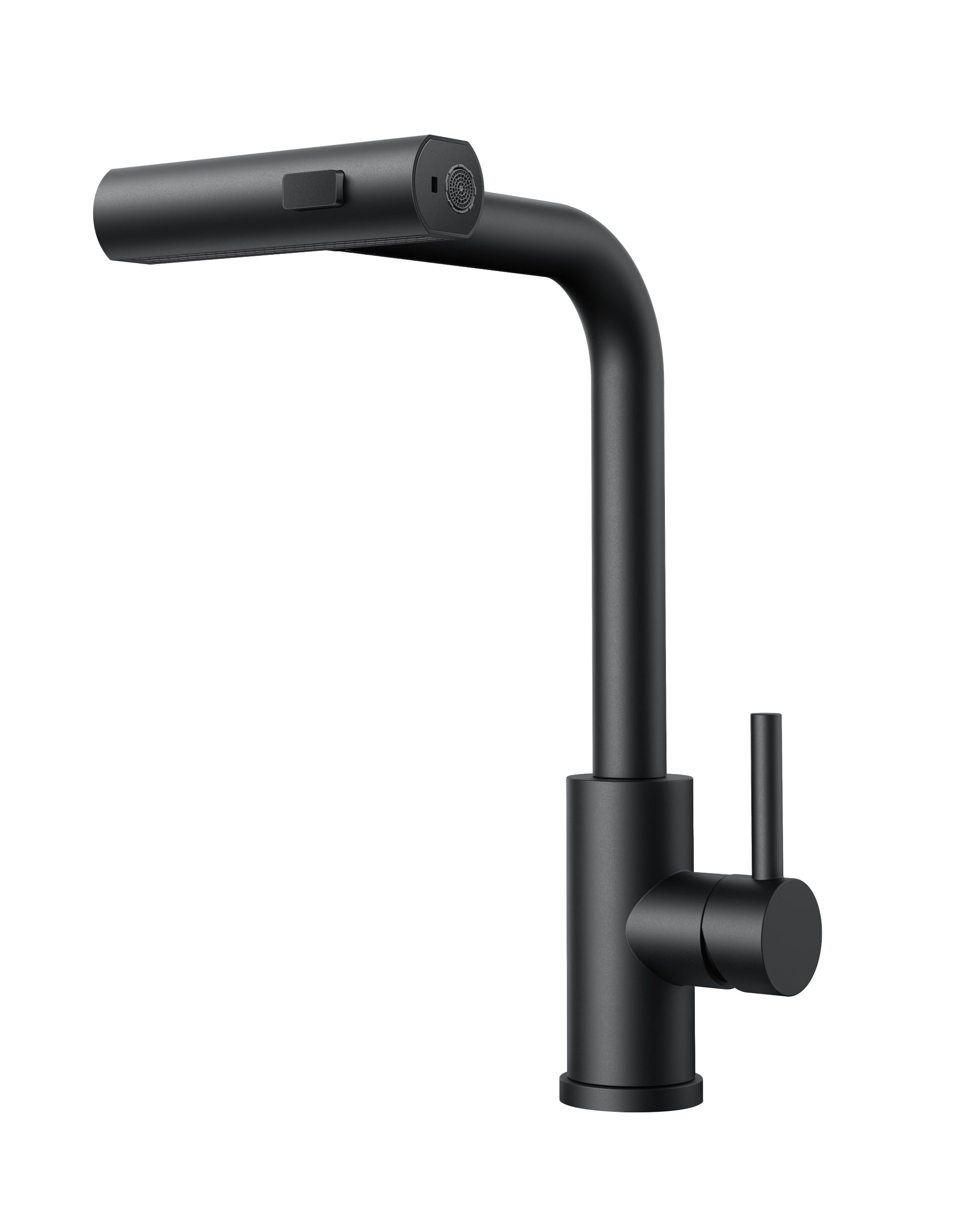 FORIOUS Robinet de Cuisine Cascade, Rotatif à 360° Mitigeur Cuisine avec Douchette, à Haute Pression avec Levier Unique et 3 Modes de Pulvérisation, Noir Mat