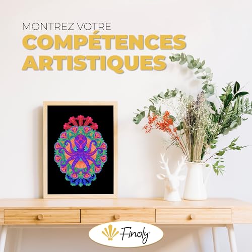 Finoly Livre de Coloration Mandalas pour Adultes Ne Traverse Pas le Papier | Carnet Mandala pour Adultes Réduit le Stress | Livres de Coloration pour Adultes Animaux A4 | Reliure Spirale – vue 4