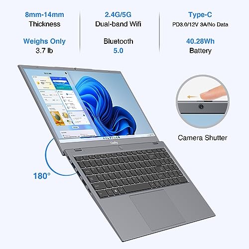 Image of Coolby 15.6inch Windows 11 Laptop, 16GB RAM /1TB NVMe SSD, 1920x1080 IPS Display, Intel N95 Quad Core Laptop Computer, Support 2.4G /5G Hz WiFi, BT, RJ45, Type-c PD 3.0 Charging