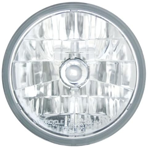 Adjure T70100 Clear Lens 7" Diamond Cut Ice Motorcycle Headlight with H4 Bulb Cover