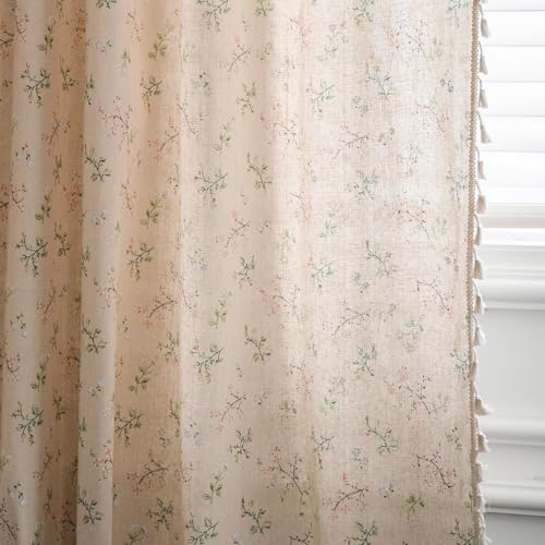 JOOJA Floral Boho Curtains 2 Panels Semi-Blackout Vintage Window Drapes