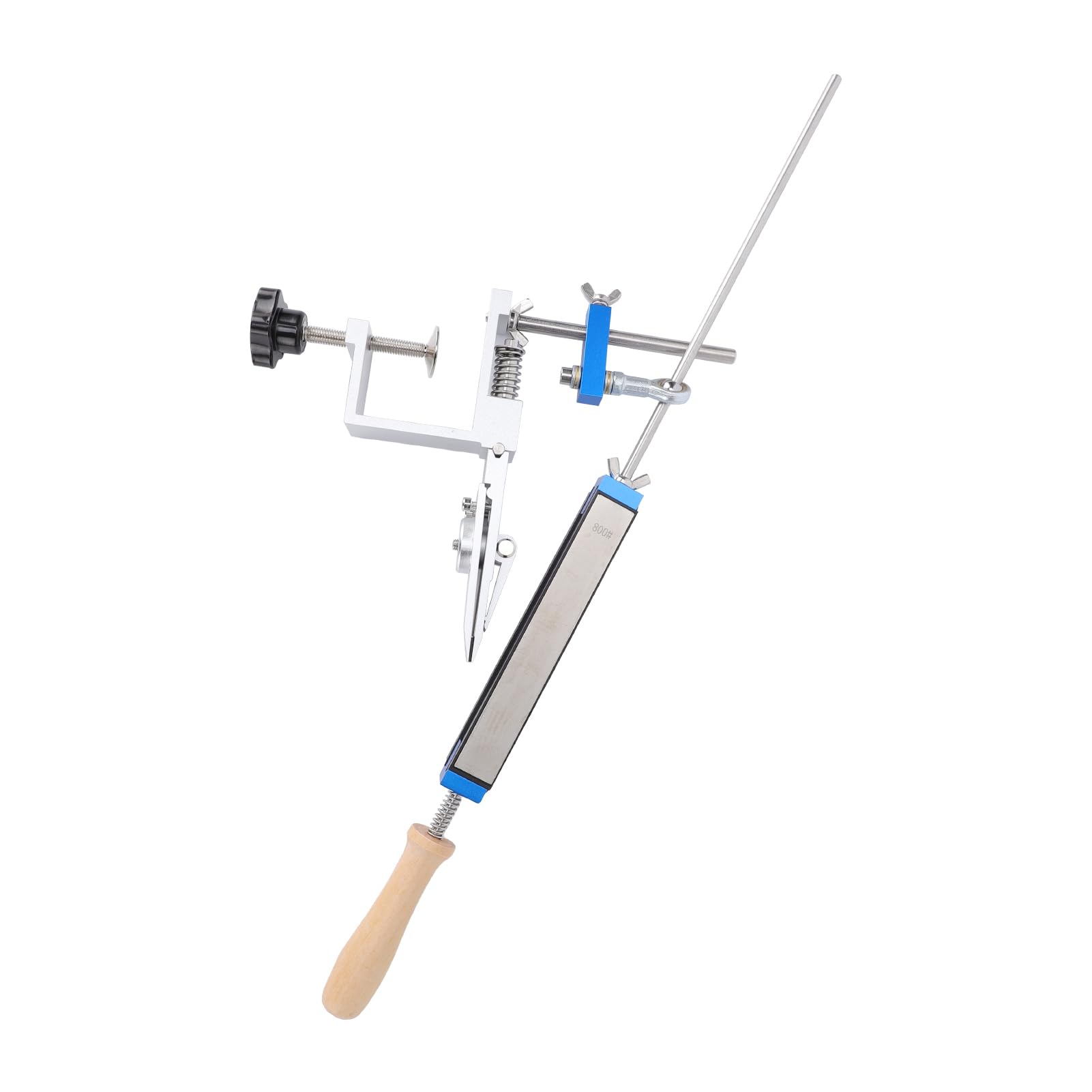 Eujgoov Kit per Affilare i Coltelli, Affilatore Guidato in Lega di Alluminio con 4 Pietre di Grana 150 400 800 2000, Controllo dell'angolo di Precisione da 14 a 32 Gradi per Coltelli Pieghevoli da