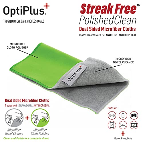Optiplus Anti-Fog Lens Cleaning Spray And Dual Microfiber Cloth | Streak-Free Cleaner And Defogging Spray For Glasses, Laptops Screens, Smart Phones, Optical Lens, Goggles, And Watch Screen L 2Oz #TOP1