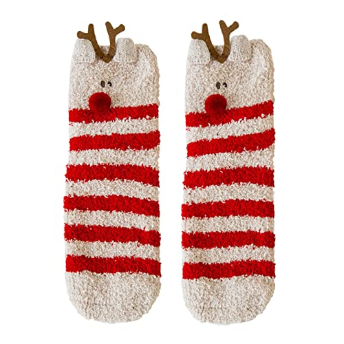Chaussettes Fille Hautes De Noël Sapin Flocon De Neige Bonhomme Arc Chaussettes En Coton Nouveauté Motifs Colorés Chaussette Montantes