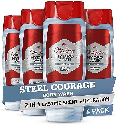 Old Spice Hydro Body Wash Hardest Working Collection Steel Courage, 16 Fl Oz (Pack of 4)