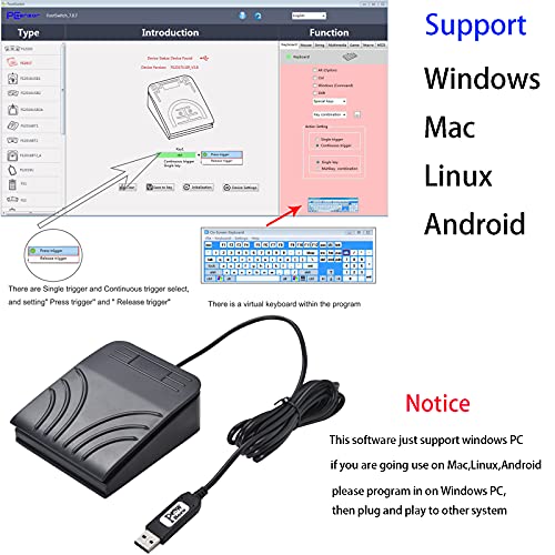 Powboro Usb Foot Switch Single Pedal Control Custom Program Pc Computer Keyboard Map Multimedia Key Photoelectric Optical Switch Transcription Hid For Pc Video Game,Push To Talk #TOP7