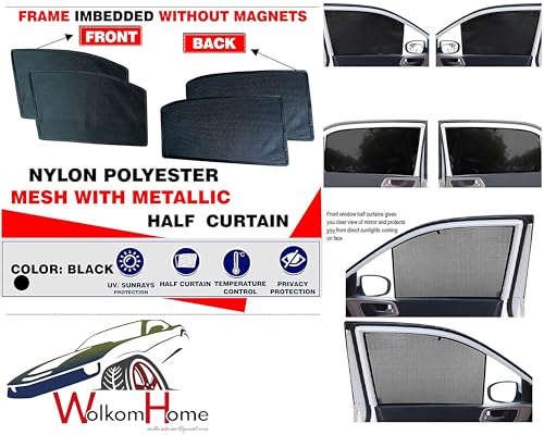 Image of WolkomHome Car Accessories Fix Curtain Window Shades Half Curtains Sunshade for Kushaq