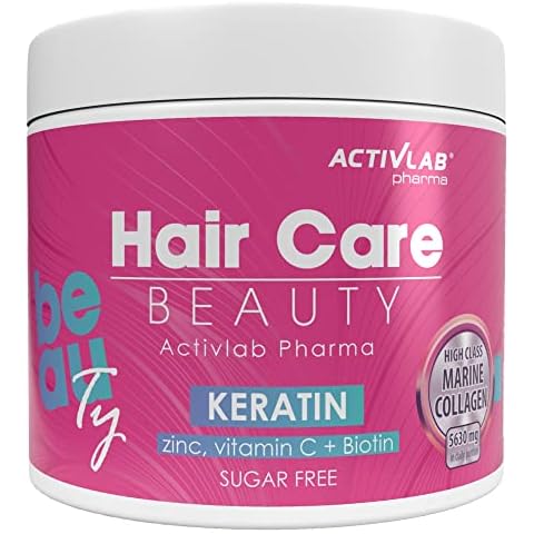 Activlab Hair Care Beauty | 200g jar Contains a Measure | Rebuilding and Healthy Hair | Raspberry-Strawberry Flavor | 7 Active Ingredients | Marine Collagen, Keratin, Vitamin C, zinc, biotin Cover