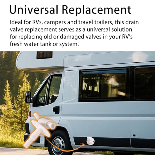 Image of 2 Pcs RV Water Tank Drain Valves(Fit 3 /4 inch or 1 /2 inch Vinyl Tubing), Camper Fresh Water Tank Drain Valve Replacement for Campers Travel Trailers, Part Accessories Compatible With Camco 22223(White)