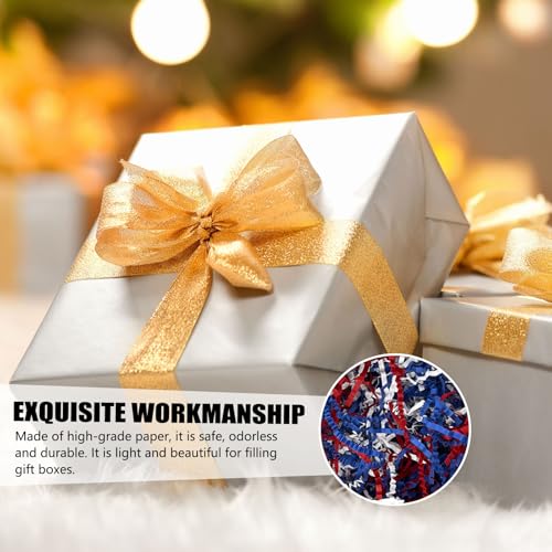 Image of ZEBMOON 2 LB Red White Blue Crinkle Cut Paper Shred Filler Great for Gift Wrapping, Basket Filling, Birthday, Wedding, Independence Day, 4 of July Party Decorations Filling Supplies