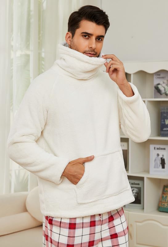 U2SKIIN Matching Pajamas for Couples Plaid Ultra Soft Plush Pajamas Set Pullover Winter Plush Pjs Cozy Warm Sleepwear2