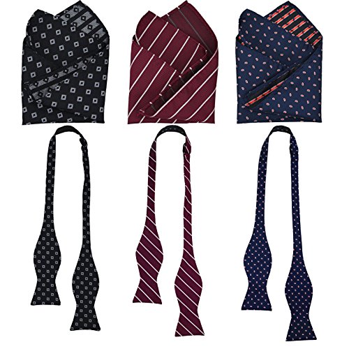 3 peças de gravatas borboleta masculinas clássicas de seda, lenço de tecido jacquard gravata borbole