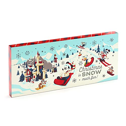 Disney Store Official Mickey and Friends Festive Light-Up Sign, Wooden Sign with Festive Character Artwork Featuring Mickey, Minnie, Donald, Goofy, Pluto and Christmas Is Snow Much Fun! Wording - Image 2
