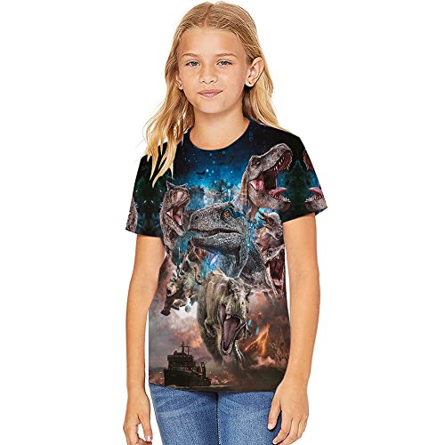 Boy Girls 3D Print Graphic Tees Funny Monsters Dinosaurs T-Rex Short Sleeve T Shirts for Youth Boys Girls 4-14 Years2