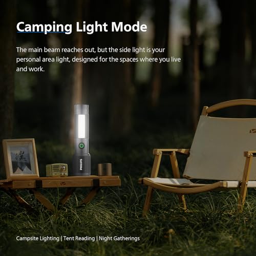 Image of Philips Torch Rechargeable, 7W Magnetic Torch & Side Bright Light, 330 Lumens Emergency Flashlight, 325M Coverage, 2000mAh Battery, Telescopic Zoom, Lightweight Flash Light for Home, Camping, Hiking