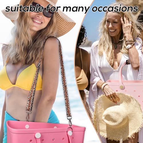 Image of Handle Wrap and Crossbody Strap Replacement for Bogg Bag, Neoprene Handle Wrap and 29.53-51.18in Adjustable Crossbody Purse Wide Shoulder Guitar Strap for Beach Bag Accessory(Leopard Pattern Style)