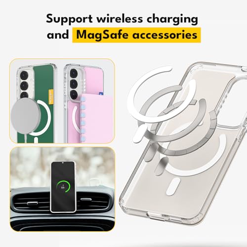 Coque Samsung S25 transparente MagSafe et multicolore avec protection caméra intégrée