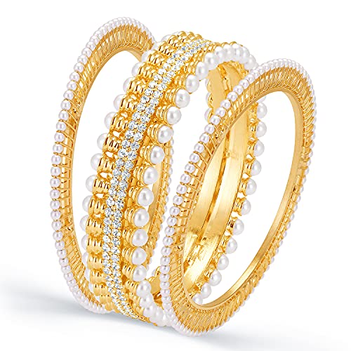 Sukkhi Wavy Gold Plated Ad Moti Set Of Three Kada For Women - 12041KADI1900SK_2.4 (B0BB34G6NY) Amazon Price History, Amazon Price Tracker