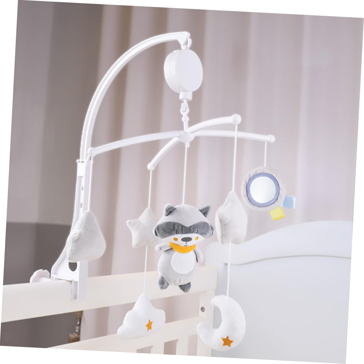 Ghirlanda Musicale Rotante per Culla, Ornamento Sospeso | Pendente Procione per Cameretta Ragazzo Ragazza, Plastico, Regalo per Shower e Compleanno