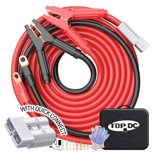 Image of TOPDC 0 Gauge 30 Feet Jumper Cables with Quick Connect Plug for Car, SUV and Trucks Battery, Heavy Duty Automotive Booster Cables for Jump Starting Dead or Weak Batteries with Carry Bag