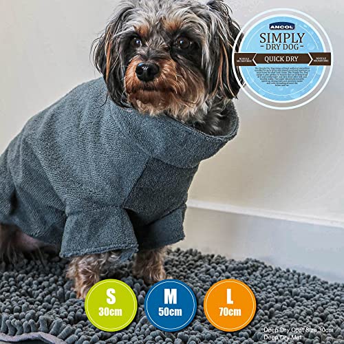 Ancol Simply Dry Deep Drying Dog Coat Grey Microfibre Fabric for Warmth and Dryness, Fastens with Hook and Loop Tab - Image 3